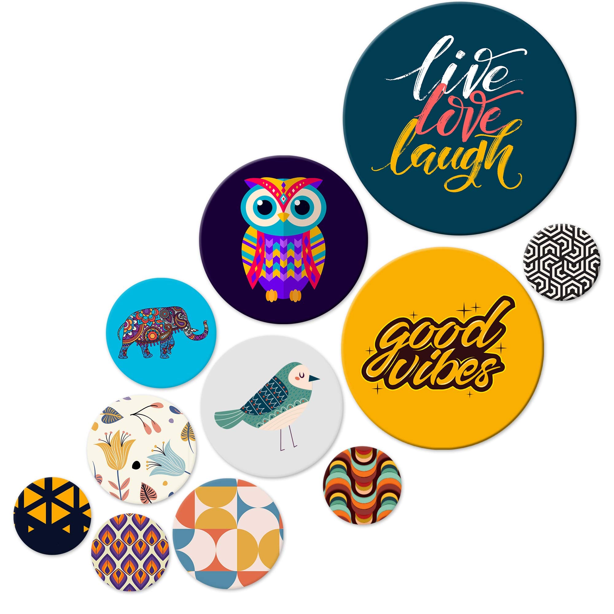 RAG28 Motivational Wooden Wall Decor (SPW2, Multicolour, Large) - Set of 11